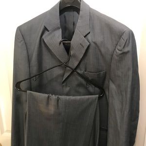 2 piece grey pin stripe suit